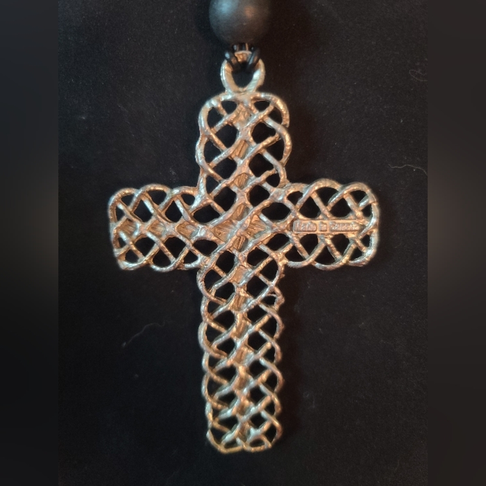 Handcrafted intricate Steel Cross Sweater Necklace